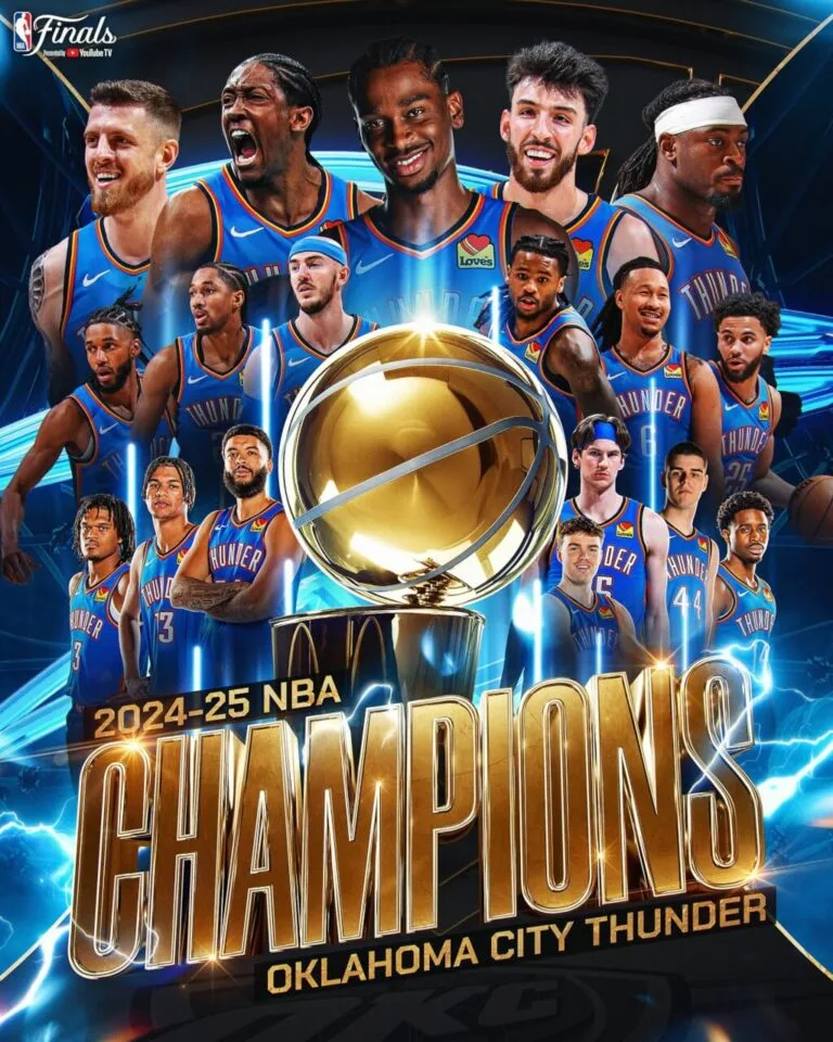 NBA/總冠軍戰超震撼!雷霆103:91撂倒溜馬,4:3逆轉封王!SGA直接封神,榮登FMVP!